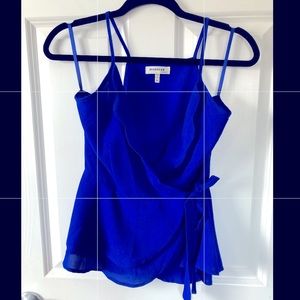 Bright blue wrap tank top